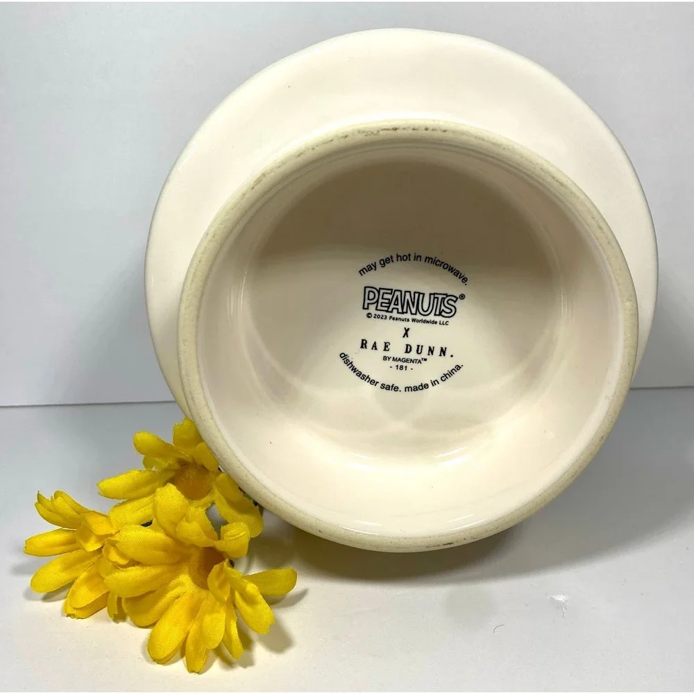 Rae Dunn Peanuts Howler Ceramic Pet Dog Bowl 6